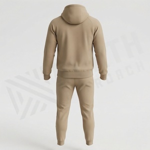 Ensemble de survêtement à capuche pour homme, couleur unie, sweat-shirt et pantalon à fermeture éclair intégrale, tenue décontractée d'automne, 100% coton, poids moyen, coupe classique - Product Image 2