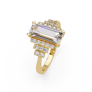 Luxury Art 14K Pure Gold 2.00 ct IGI Certified Baguette Cut Lab Grown <b>Diamond</b> <b>Ring</b> Engagement <b>Rings</b> for Women's Fine Jewelry - Product Image 2