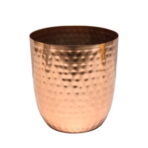 Hot Selling Modern Wedding Decoration Copper Plated Shiny Candle <b>Jar</b> Home Decor <b>Empty</b> Metal Hammered Candle <b>Jars</b> - Product Image 1