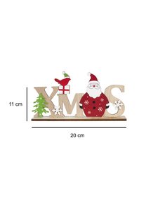 Letrero navideño de madera de Papá Noel – Adorno de mesa de Navidad con árbol y pájaro para decoración del hogar - Product Image 3