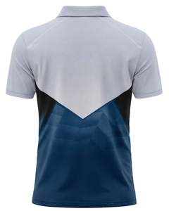 Polo personnalisé pour homme bleu et gris à manches courtes avec imprimé graphique, vêtements de sport décontractés, respirant, en polyester, pour le golf, le tennis et l'entraînement - Product Image 5
