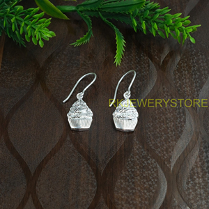 Pendientes Colgantes con Forma de Cupcake, Plata de Ley 925, Pendientes con Temática de Comida, Joyería de Postre Hecha a Mano, Regalo para Mujeres y Niñas, para Fiestas - Product Image 6