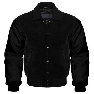 Vestes de baseball vintage rétro noires, style streetwear personnalisé, veste noire à manches longues pour hommes, veste de baseball - Product Image 1