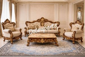 Juego de Sillones para Sala de Estar Estilo Francés, Compre un Sofá Tallado en Oro Antiguo de Lujo con Mesa de Centro, Muebles de Sala de Estar Premium - Product Image 6