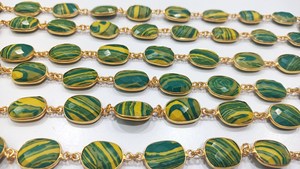 Chaîne de pierres précieuses en agate Fordite, forme libre, briolette, 10 à 15 mm, connecteur à sertir, vendue au mètre - Product Image 2
