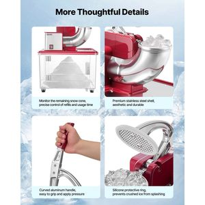 Macchina Elettrica Commerciale per Ghiaccio Tritato 661LBS/H, 350W, in Acciaio Inossidabile, Tritaghiaccio a 4 Lame, 2000 Giri/min - Product Image 5