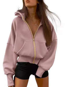 Sudadera con Capucha y Cremallera para Mujer, Transpirable, Ecológica, de Manga Larga, Corta, Informal, con Bolsillos, para Otoño e Invierno - Product Image 3