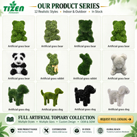 Gazon artificiel en forme de lapin, fausse topiaire verte en PE, résistante aux UV, pour intérieur, extérieur, jardin, patio, balcon