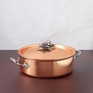<b>Copper</b> Made Roasting <b>Pan</b> With Stainless Steel Handles And Grapevine Lid Vintage Design Oven Safe Cookware <b>Set</b> - Product Image 2
