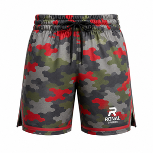 Pantalones Cortos Deportivos de Baloncesto para Hombre RONAL SPORTS, Camuflaje, Secado Rápido, con Cordón Ajustable, Logotipo Frontal Sublimado - Product Image 1
