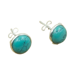 Natural Turquoise 925 Sterling <b>Silver</b> <b>Stud</b> <b>Earrings</b> Handmade Oval Cabochon Gemstone Minimalist Jewelry Gift for Women Girlfriend - Product Image 1