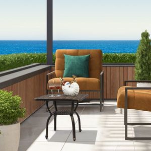 Cast Aluminum Anti-Rust Outdoor Square End Table Patio Coffee Bistro Table for Indoor Garden Porch Balcony - Product Image 5