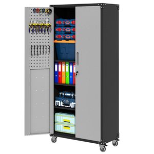 Armadio Metallico per Garage da 71 Pollici con Ruote per Organizzazione di Casa, Ufficio e Scuola, Contenitore per Attrezzi - Product Image 3