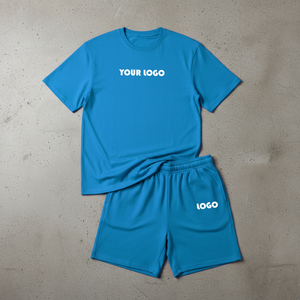 Custom Private logo Casual Sports Two Piece Set High Quality Soft 100% Cotton <b>T</b>-shirt and Shorts Set for Men - Product Image 4