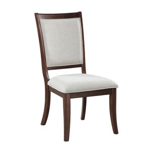 Traditional 2-Piece Dining Side <b>Chairs</b> Set Cherry Finish Wooden Beige <b>Upholstered</b> Seat Formal Dining Room Furniture - Product Image 2