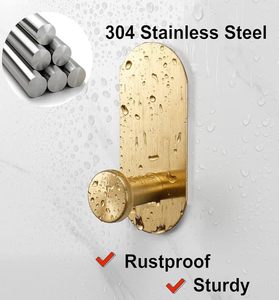 3 PCS Gold Self Adhesive Stainless Steel Bathroom Hooks Heavy Duty <b>Wall</b> Hooks for Bathroom Kitchen Bedroom <b>Towel</b> Robe Keys - Product Image 6