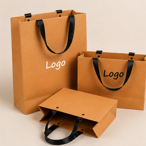 Bolsas de Regalo Premium de Papel Kraft Marrón con Asas Negras – Bolsas de Compras con Logotipo Personalizado para Comercios y Boutiques - Product Image 1