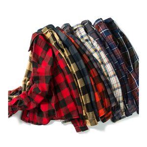 Chemise en flanelle à carreaux 100% coton de qualité supérieure, taille plus, pour hommes, tissu brossé doux, boutonnée, vêtements de travail décontractés d'automne - Product Image 1