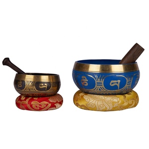 Handmade Tibetan Meditation Bowl <b>Brass</b> Bronze Buddhism NP Print Seven Chakra Full Moon Feng Shui Style Welding Technique Nepal - Product Image 4