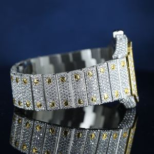 Reloj de pulsera para hombre de lujo, estilo hip hop, con cristal de zafiro cuadrado, de acero inoxidable, con puntero, totalmente cubierto de diamantes, pasa la prueba del diamante. - Product Image 4