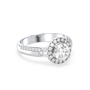 REYES OEM ODM Customized Fine Jewelry GRA Certified <b>925</b> Sterling <b>Silver</b> Round Cut 1.38 Carat Moissanite Halo <b>Rings</b> For Women - Product Image 3