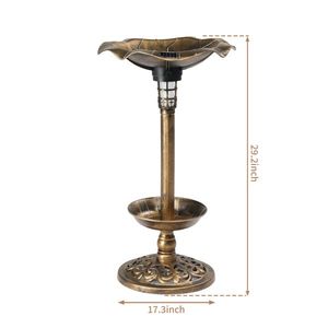 Fontaine de bain d'extérieur en bronze pour piédestal d'oiseau Vintage Garden Yard Decorative Solar Lighted Planter Feeder - Product Image 2