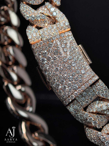 สร้อยคอโมอิสซาไนต์ชุบทองคำ 18K สีโรสโกลด์ รับรองโดย IGI ดีไซน์แบบ Cuban Chain หนา สำหรับงานปาร์ตี้และงานแต่งงาน - Product Image 5