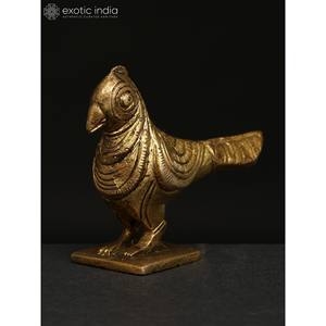 Estatuilla de loro de latón pequeño hecho a mano de 3 pulgadas, decoración de mesa, artículo de decoración del hogar, categoría de escultura - Product Image 3