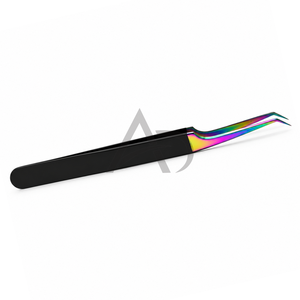 45 Degree Black <b>Rainbow</b> Lash Extension Tweezer Stainless Steel Customized Logo Printing Beauty Instrument OEM - Product Image 1