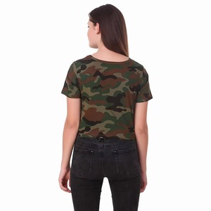 Camiseta Corta de Camuflaje para Mujer, Cuello Redondo, Manga Corta, Ajustada, Informal, Tejido de Punto, Transpirable, para Primavera y Verano - Product Image 2