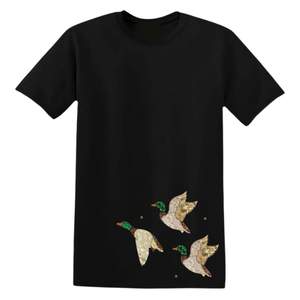 T-shirt ample blanc pour femme avec imprimé canard colvert à paillettes, col rond, manches courtes, motif animalier décontracté, en tissu jersey - Product Image 3