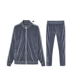 Ventes en gros de survêtements de sport décontractés pour hommes, respirants, avec strass, pour l'automne, ensembles de jogging, pantalons noirs, fitness, une pièce, adultes - Product Image 2