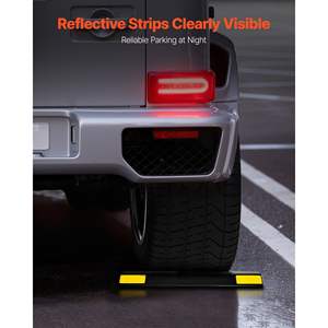 2 pièces de butées de stationnement réfléchissantes robustes de 18 pouces en PP, pour garage, aide au stationnement, guide-roues pour véhicules, blocs de guidage, pare-chocs - Product Image 4