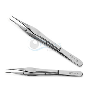OPHMAX Conjunctival Fixation Forceps 12 Oblique 0.80mm Teeth Tying <b>Platform</b> Manual Stainless Steel Hospital Use Eye Surgical - Product Image 3