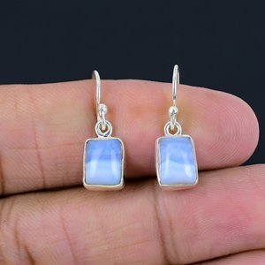 Direct Factory Suppliers Blue Lace Agate Gemstone 925 Sterling <b>Silver</b> Handmade Boho Drop <b>Dangle</b> <b>Earrings</b> Wedding Party - Product Image 3