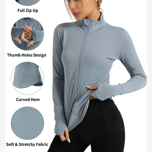 <b>Yoga</b> <b>Jacket</b> Women's Custom Logo Gym & Sport Use Top Breathable Slim Full Zip <b>Jacket</b> With Stand Collar Casual Look <b>Yoga</b> <b>Jacket</b> - Product Image 3