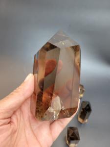 Pierre précieuse naturelle de haute qualité, pointe de quartz fumé poli, tour, cristal, obélisque, pierre d'amour, guérison, reiki, décoration, cadeau en vrac - Product Image 2