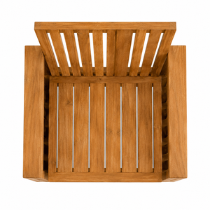 Chaise de jardin moderne en teck massif, confortable et imperméable, avec cadre à lattes verticales architecturales, pour école, salon, parc - Product Image 3
