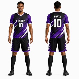 ชุดเสื้อและกางเกงฟุตบอลลายคลื่นทะเลสีน้ำเงินขาว ระบายอากาศได้ดี ดีไซน์ลื่นไหล เหมาะสำหรับทีมกีฬา - Product Image 3