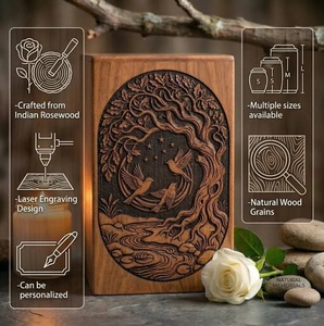 Tree Life Eco-Friendly Wooden Cremation Urn <b>for</b> Human Pet Baby <b>Ashes</b> Engraved Indian Rosewood Memorial <b>Box</b> Creation India Craft - Product Image 4