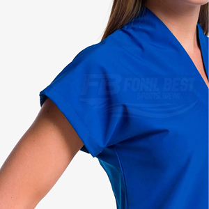 Blusa de Uniforme Médico para Mujer, Cuello en V, Blanca, de Algodón y Poliéster, con Bolsillos, para Personal Médico - Product Image 6