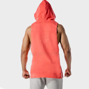 Haut de sport sans manches pour homme en coton mélangé avec capuche et poche pratique - Product Image 4