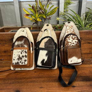 Bolsos cruzados de piel de vaca de nueva moda para hombres y mujeres, riñoneras con tirantes, monederos, bolso de cinturón, bolso cruzado de hombro en el pecho de cuero genuino - Product Image 3