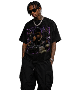 Camiseta de Hombre de Alta Calidad, 100% Algodón, Lavado Ácido, 220 g/m², Estilo Vintage, Holgada, Tejido Transpirable, Diseño Gráfico 3D - Product Image 4