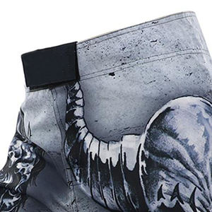 Pantalones Cortos de Boxeo de Satén Azul para Hombre Adulto MMA, Cintura Elástica Blanca, 100% Algodón, Logotipo Personalizado Impreso con Transferencia Térmica en la Parte Delantera, Tela de 100g - Product Image 5