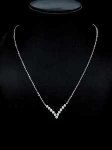 14K White Gold Minimal V Shape Brilliant Cut Lab Grown Diamond Pendant Necklace 1.21 Carat Women <b>Gift</b> Jewelry Rhodium Plated - Product Image 2