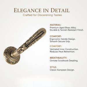 Manija de Puerta Dominus Baro en Bronce Antiguo con Grabado Intrincado, Palanca de Diseño de Lujo para Puertas Interiores, Hogar y Oficina - Product Image 5