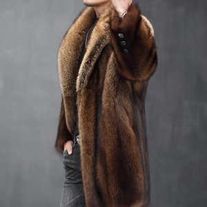 Nuevo Abrigo de Piel para Hombre - Piel de Visón Norteamericano Importada, Largo Medio, Solapa de Pico, Chaqueta de Piel Moderna y Elegante - Product Image 3