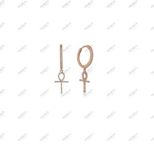 Pendientes de Oro Rosa con Diamante Solitario, Joyería de Lujo para Mujer, Chapados en Rodio, para Boda, Aniversario, Fiesta, Mejor Precio - Product Image 2