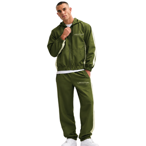 Men Hooded Tracksuit Set Half Zip Pullover Jacket Straight Leg <b>Trousers</b> Relaxed Fit Casual Two Piece Sports Lounge Outfit - Product Image 1